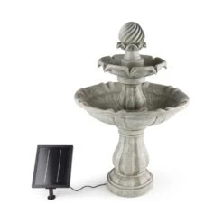 Vogelsbrunn Springbrunnen 60x90cm 3W Solar Akku Beton-Optik -Gartendekorations Geschäft 10029039 yy 0005 front Blumfeldt Vogelsbrunn Zierbrunnen Solar