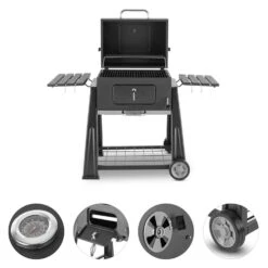 Bigfoot Holzkohlegrill Smoker BBQ-Grill 55 X 40 Cm Stahl Schwarz -Gartendekorations Geschäft 10029763 yy 0004 detail Klarstein Bigfoot BBQ Grill Smoker