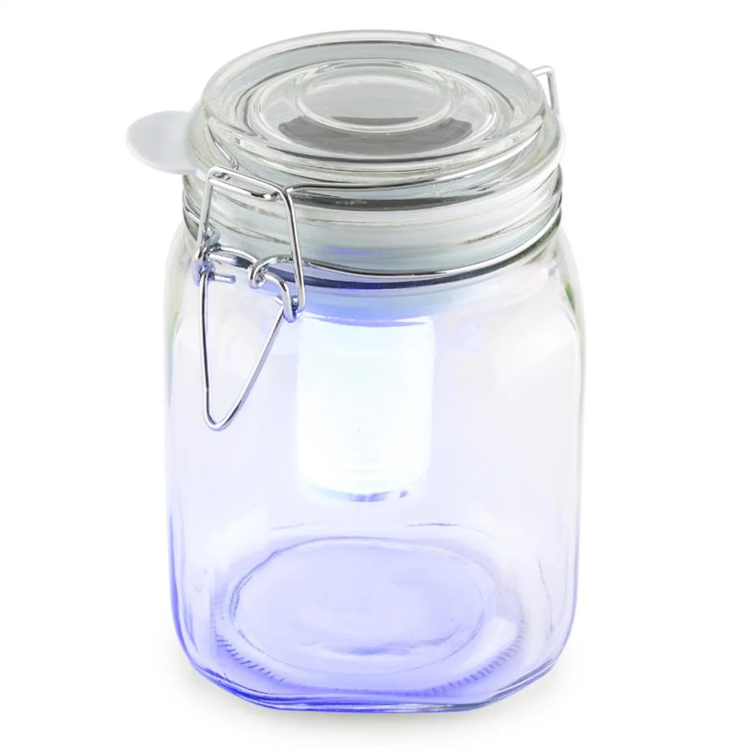 Wetterfrosch LED-Stimmungslicht Gelb/blau Einweckglas Solar Akku 1 Wetterfrosch LED-Stimmungslicht Gelb/blau Einweckglas Solar Akku