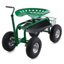 Waldbeck Park Ranger Gartensitz 130 Kg Fahrbar Ablage Stahl Grün -Gartendekorations Geschäft 10030404 yy 0006 front Waldbeck four wheel garden seat