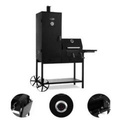 Fleischbrocken Holzkohlegrill Smoker Räucherofen BBQ-Grill Schwarz -Gartendekorations Geschäft 10030554 yy 0005 detail Professional charcoal grill and smoker