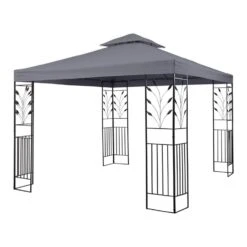Odeon Grey Pavillon Partyzelt Festzelt 3x3m Stahl Polyester Dunkelgrau