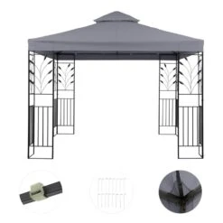 Odeon Grey Pavillon Partyzelt Festzelt 3x3m Stahl Polyester Dunkelgrau -Gartendekorations Geschäft 10030686 yy 0003 detail Blumfeldt Odeon Grey Pavillon Partyzelt dunkelgrau