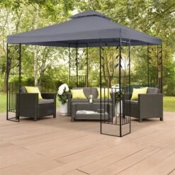 Odeon Grey Pavillon Partyzelt Festzelt 3x3m Stahl Polyester Dunkelgrau -Gartendekorations Geschäft 10030686 yy 0005 ambient Blumfeldt Odeon Grey Pavillon Partyzelt dunkelgrau