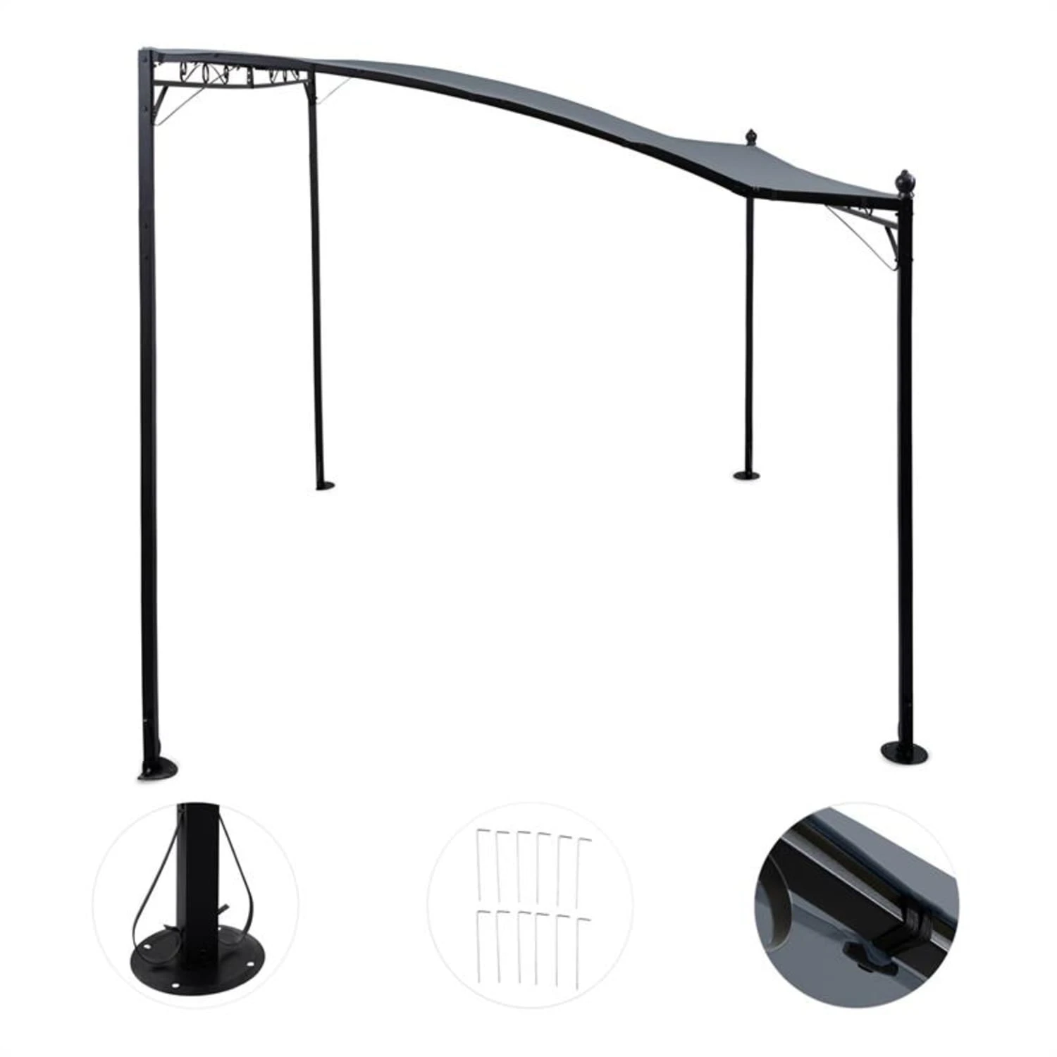 Allure Pergola Vordach Anbaupavillon 300x250cm Polyester Dunkelgrau 2 Allure Pergola Vordach Anbaupavillon 300x250cm Polyester Dunkelgrau – Bild 2