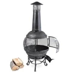 Flavius Gartenofen Terrassenofen Gusseisen/Stahl 140 Cm Silberfarben