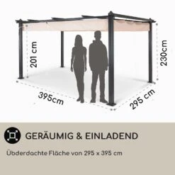 Pantheon 3x4 Pergola Vordach 3x4m Aluminium Sonnendach Polyester -Gartendekorations Geschäft 10030937 DE 0004 usp