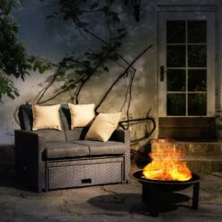 Mithras Feuerschale Ø75cm Funkenschutz Ø60cm Grillrost Gusseisen Stahl -Gartendekorations Geschäft 10031450 uk 0003 ambient Blumfeldt Mithras Feuerschale