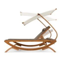 Sonnendeck Doppel-Sonnenliege Verstellbares Sonnendach Kopfkissen Weiß -Gartendekorations Geschäft 10031458 yy 0003 titel side Blumfeldt Sonnendeck Doppel Sonnenliege weiss