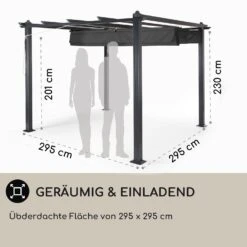 Pantheon 3x3 Pergola Vordach 3x3m Aluminium Sonnendach Polyester Grau -Gartendekorations Geschäft 10031882 DE 0004 usp