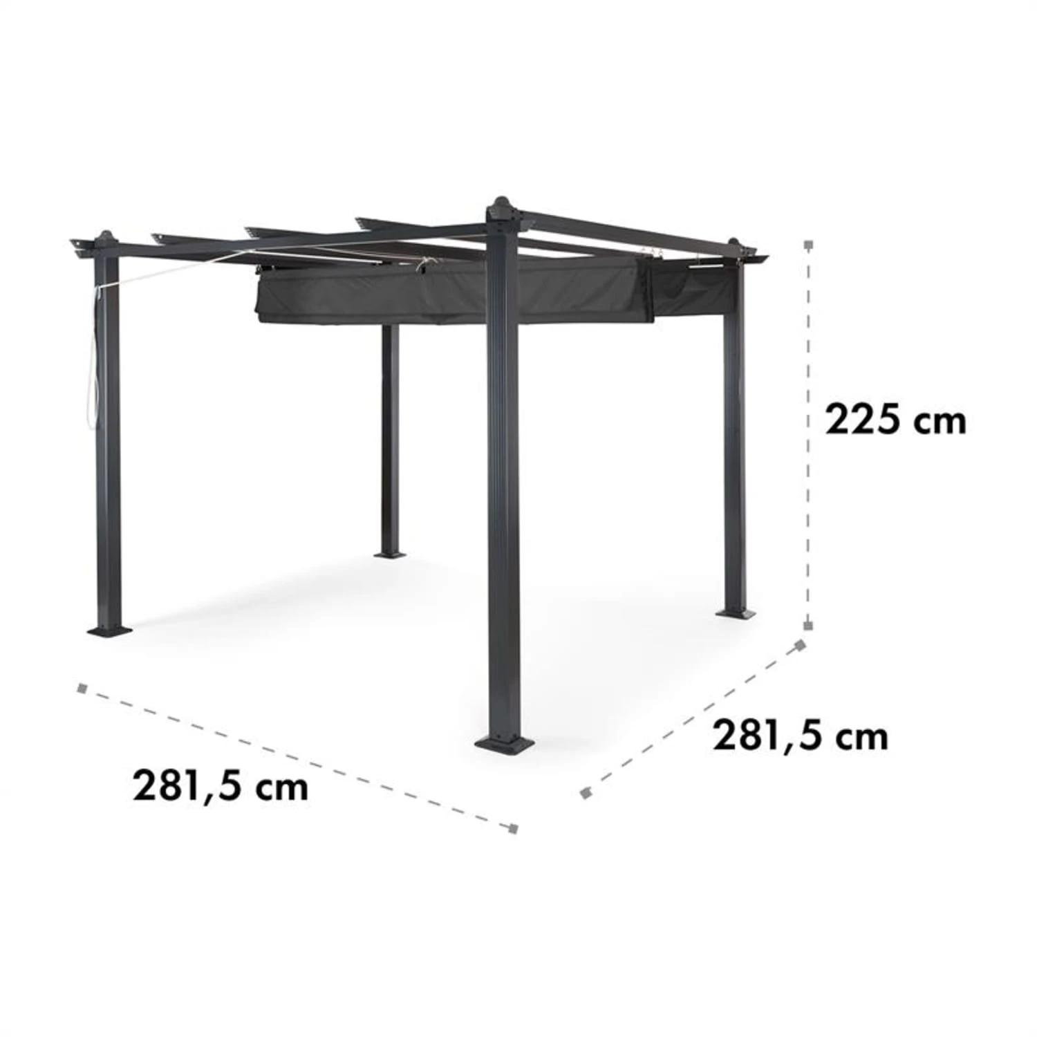 Pantheon 3x3 Pergola Vordach 3x3m Aluminium Sonnendach Polyester Grau – Bild 9