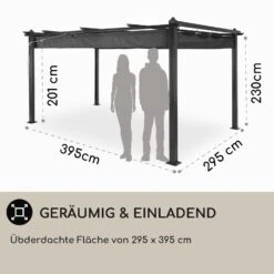 Pantheon 3x4 Pergola Vordach 3x4m Aluminium Sonnendach Polyester Grau -Gartendekorations Geschäft 10031883 DE 0004 usp