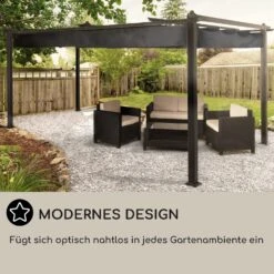 Pantheon 3x4 Pergola Vordach 3x4m Aluminium Sonnendach Polyester Grau -Gartendekorations Geschäft 10031883 DE 0006 usp