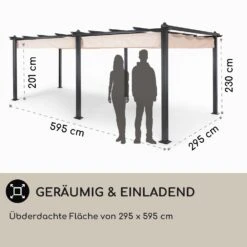 Pantheon 3x6 Pergola Vordach 3x6m Aluminium Sonnendach Polyester Beige -Gartendekorations Geschäft 10031884 DE 0004 usp