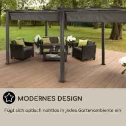 Pantheon 3x6 Pergola Vordach 3x6m Aluminium Sonnendach Polyester Grau -Gartendekorations Geschäft 10031885 DE 0006 usp
