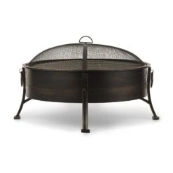 Catania 2-in-1-Feuerschale Ø80cm Funkenschutz Ø70cm Grill Stahl Antik -Gartendekorations Geschäft 10032140 uk 0003 front