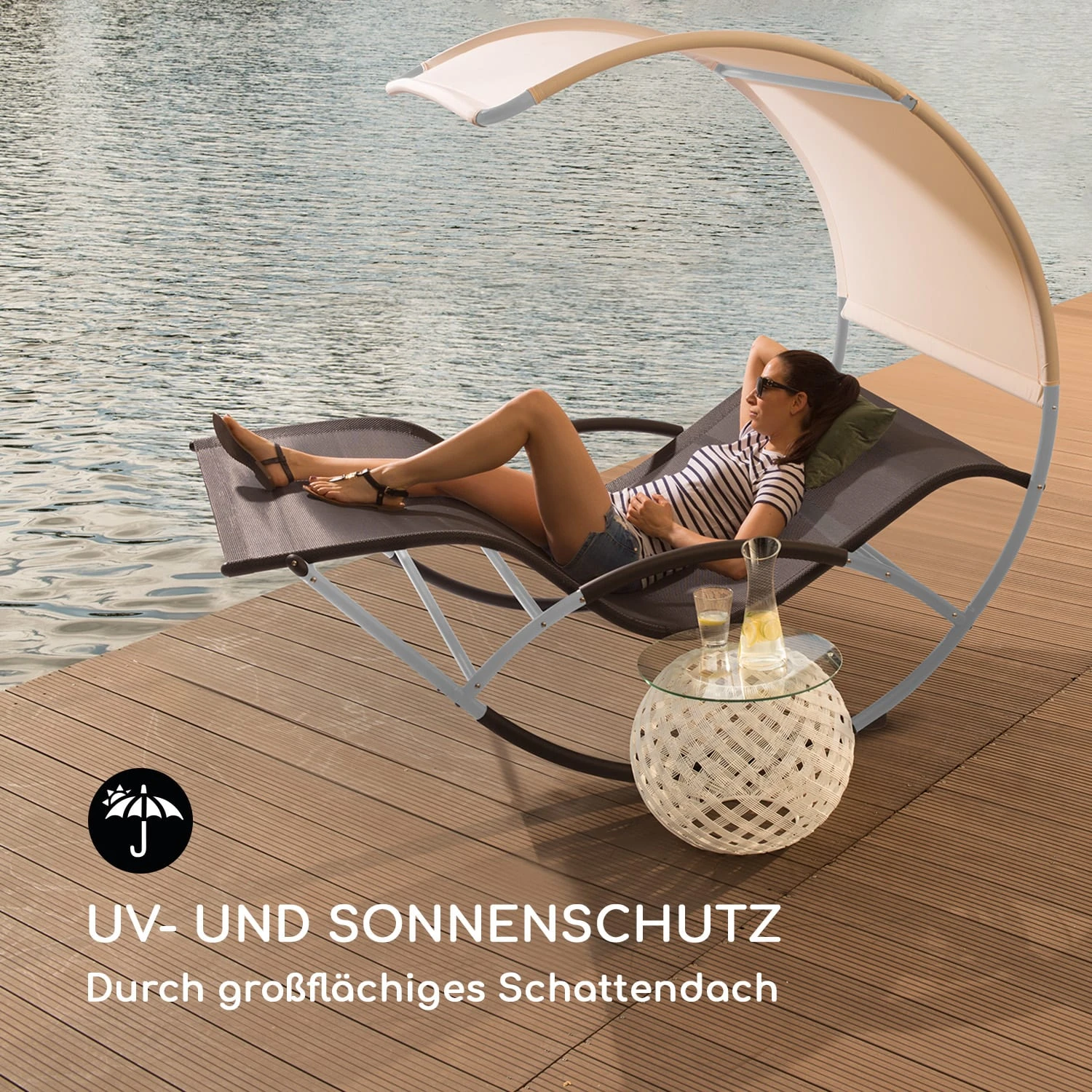 The Big Easy Schwingliege Silber, Wetterfest 350 Kg Max. UV- Schutz 2 The Big Easy Schwingliege Silber, Wetterfest 350 Kg Max. UV- Schutz – Bild 2