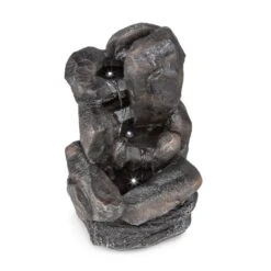 Felsquell Solar-Kaskadenbrunnen Akkubetrieb 2 KW Solarpanel 3 LEDs -Gartendekorations Geschäft 10032286 yy 0004 detail Blumfeldt Felsquell Solar Kaskadenbrunnen