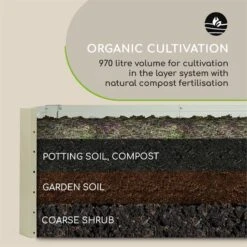 High Grow Straight Hochbeet 180x60x90cm 970l Stahl Verzinkt Beige -Gartendekorations Geschäft 10032317 yy 0008 logo Blumfeldt High Grow Straight Hochbeet 180x60x90cm