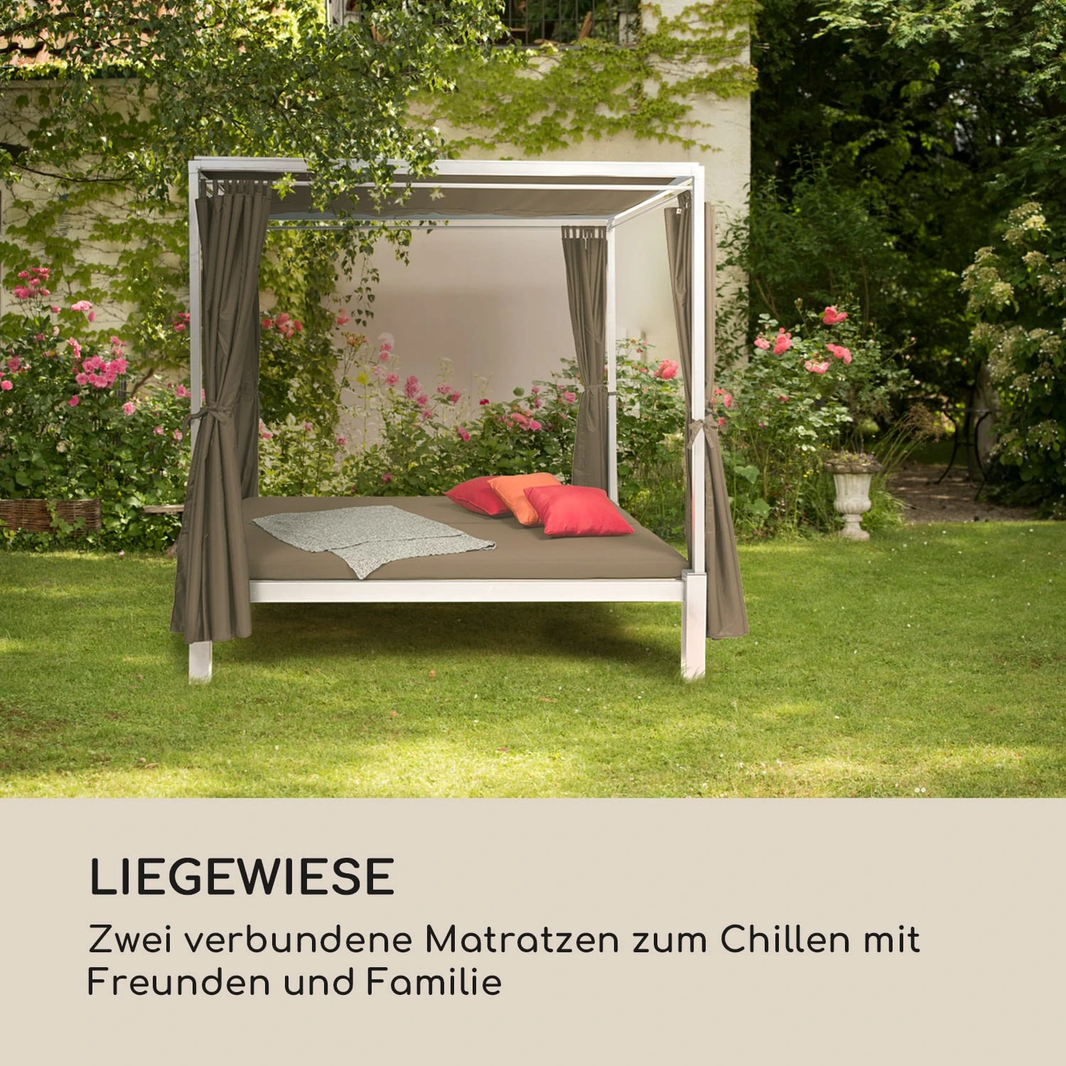 Senator Lounge Gartenliege 188x208x205cm Sonnendach Polyester Stahl 2 Senator Lounge Gartenliege 188x208x205cm Sonnendach Polyester Stahl – Bild 2