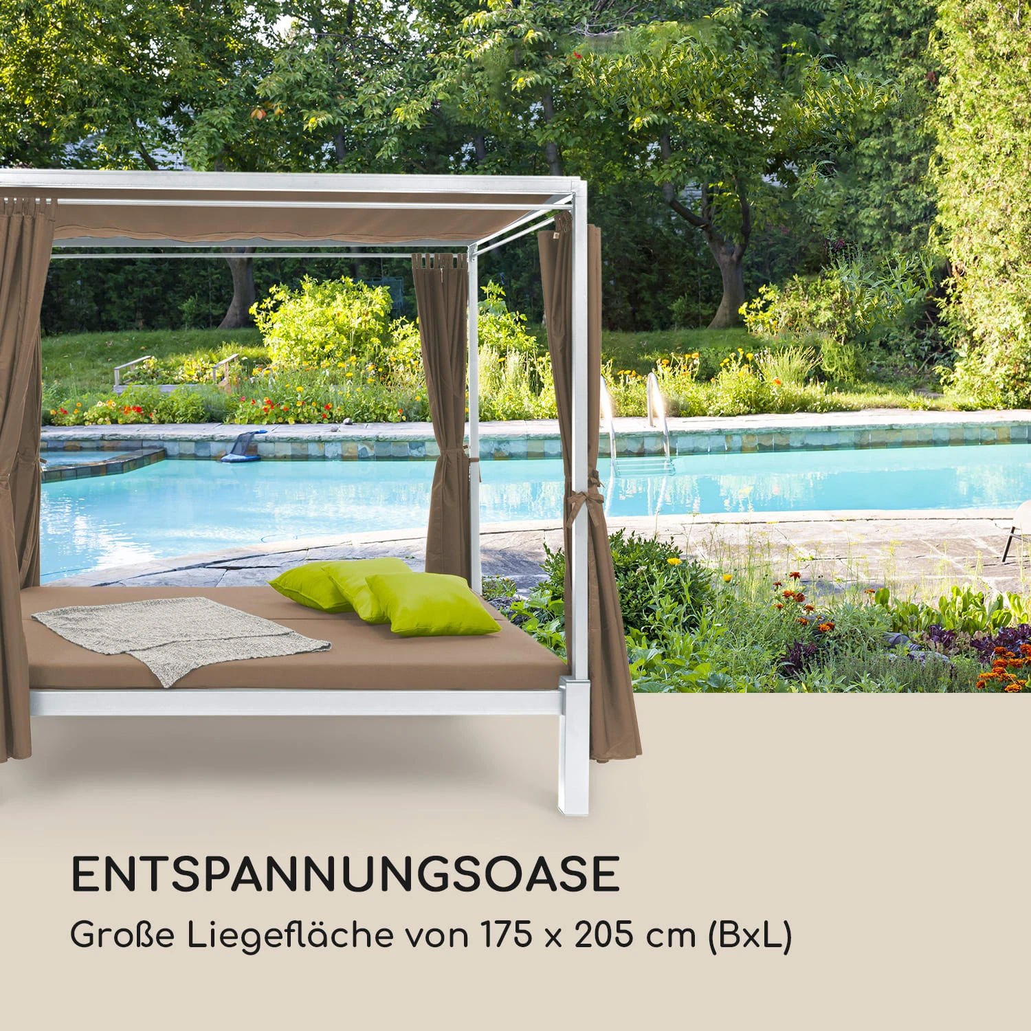 Senator Lounge Gartenliege 188x208x205cm Sonnendach Polyester Stahl 3 Senator Lounge Gartenliege 188x208x205cm Sonnendach Polyester Stahl – Bild 3