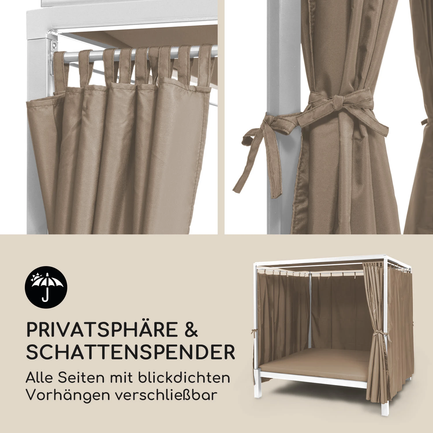 Senator Lounge Gartenliege 188x208x205cm Sonnendach Polyester Stahl 5 Senator Lounge Gartenliege 188x208x205cm Sonnendach Polyester Stahl – Bild 5