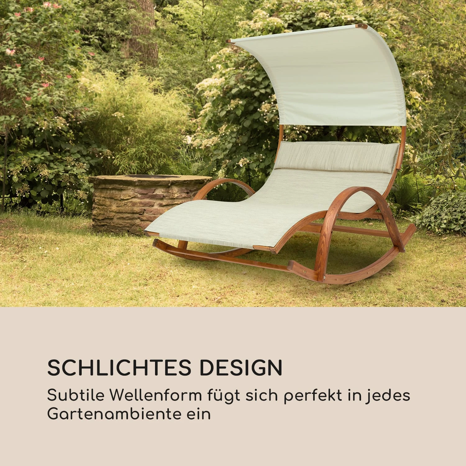 Mauritius Schwingliege Mit Dach ComfortMesh 180kg Max.wetterfest Creme 8 Mauritius Schwingliege Mit Dach ComfortMesh 180kg Max.wetterfest Creme – Bild 8