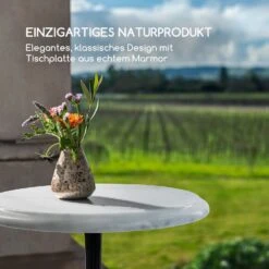 Patras-XS Bistro-Tisch Marmortischplatte Ø30cm Gusseiserner Standfuß -Gartendekorations Geschäft 10033238 de 0003 logo