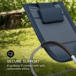 Westwood Rocking Chair Schaukelliege Ergonomisch Aluminium Dunkelblau -Gartendekorations Geschäft 10033306 yy 0007 logo Blumfeldt Westwood Rocking Chair Schaukelliege