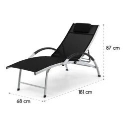 Sun Valley Sonnenliege Zusammenklappbar Kopfkissen Schwarz -Gartendekorations Geschäft 10033307 yy 0009 logo Blumfeldt Sun Valley Sonnenliege schwarz