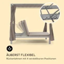 Eremitage Double Sunbed 2 Pers Stahl-Rahmen Sonnendach Vorhänge Taupe -Gartendekorations Geschäft 10033316 de 0007 logo