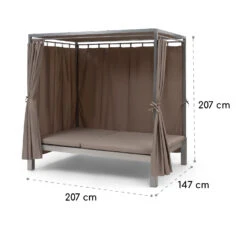 Eremitage Double Sunbed 2 Pers Stahl-Rahmen Sonnendach Vorhänge Taupe -Gartendekorations Geschäft 10033316 yy 0010 dimensions