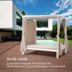 Eremitage Double Sunbed 2 Pers Stahl-Rahmen Sonnendach Vorhänge Creme -Gartendekorations Geschäft 10033317 de 0004 logo