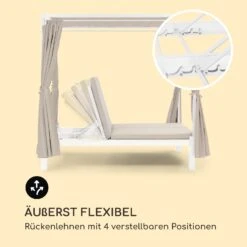 Eremitage Double Sunbed 2 Pers Stahl-Rahmen Sonnendach Vorhänge Creme -Gartendekorations Geschäft 10033317 de 0007 logo
