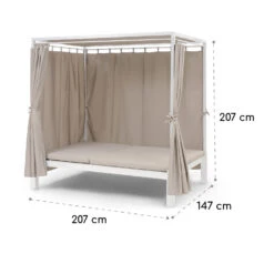 Eremitage Double Sunbed 2 Pers Stahl-Rahmen Sonnendach Vorhänge Creme -Gartendekorations Geschäft 10033317 yy 0010 dimensions