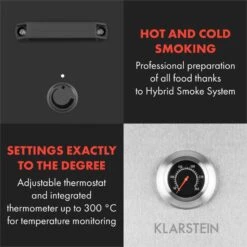 Flintstone Steel Räucherofen 1600 W Integriertes Thermometer Edelstahl -Gartendekorations Geschäft 10033372 yy 0004 logo Klarstein Flintstone Steel Raeucherofen Edelstahl reedit