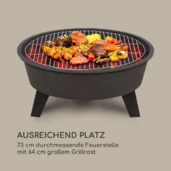 Nolana 2-in-1-Feuerschale Ø73cm Funkenschutz Ø64cm Grill Stahl Schwarz -Gartendekorations Geschäft 10033383 de 0004 logo