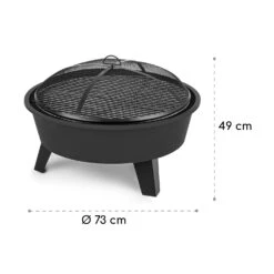 Nolana 2-in-1-Feuerschale Ø73cm Funkenschutz Ø64cm Grill Stahl Schwarz -Gartendekorations Geschäft 10033383 yy 0009 logo