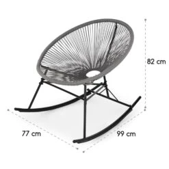 Roqueta Schaukelstuhl Retro-Design 4mm-Geflecht Grau -Gartendekorations Geschäft 10033465 yy 0008 logo Blumfeldt Roqueta Schaukelstuhl grau