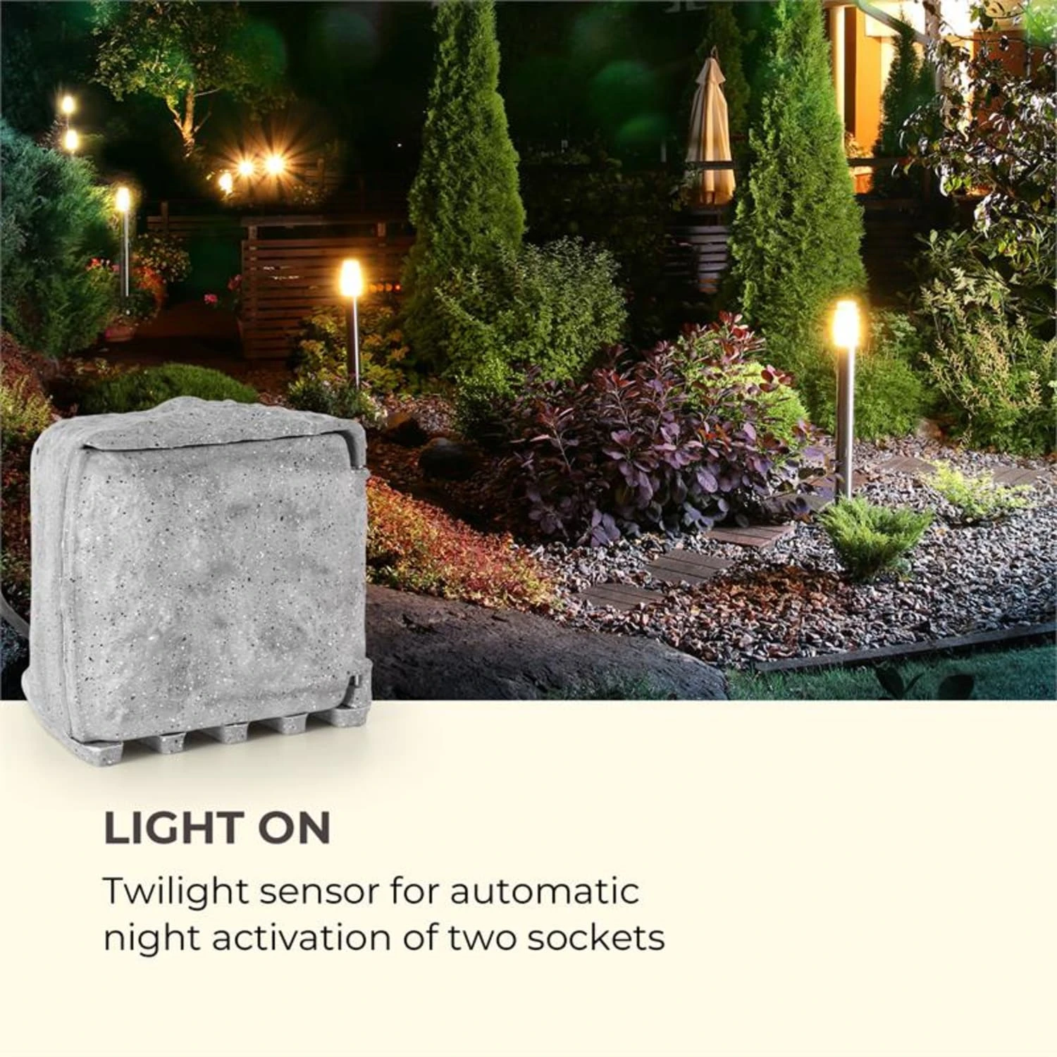 Power Rock Twilight 5 4-fach-Gartensteckdose IP44 Dämmerlichtsensor 5m 3 Power Rock Twilight 5 4-fach-Gartensteckdose IP44 Dämmerlichtsensor 5m – Bild 3