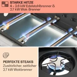 Tomahawk Gasgrill 4x3,6 KW + 2,7 KW Brenner 66x43,5 Cm Grill Edelstahl 10 Tomahawk Gasgrill 4x3,6 KW + 2,7 KW Brenner 66x43,5 Cm Grill Edelstahl -Gartendekorations Geschäft 10034710 de 0003 usp