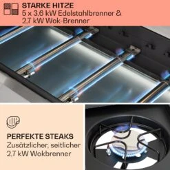 Tomahawk Gasgrill 5x3,6 KW + 2,7 KW Brenner 80x43,5 Cm Grill Edelstahl -Gartendekorations Geschäft 10034712 de 0003 usp