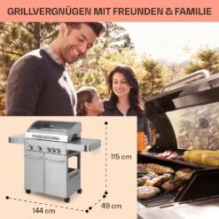 Valkyrie Gasgrill 4x3,5 KW + 3,15 KW Brenner 74x44 Cm Grill Edelstahl -Gartendekorations Geschäft 10034715 de 0006 usp