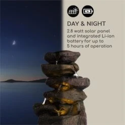 Savona Solarbrunnen 2,8 W Polyresin 5h Akku LEDs Steinoptik -Gartendekorations Geschäft 10034720 yy 0007 logo Blumfeldt Savona Solarbrunnen Steinoptik