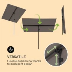 Flex-Shade L Sonnenschirm 130 X 180 Cm Polyester UV 50 Dunkelgrau -Gartendekorations Geschäft 10034726 yy 0003 logo Blumfeldt Flex Shade L Sonnenschirm 130x180 grau