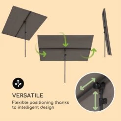 Flex-Shade XL Sonnenschirm 150 X 210 Cm Polyester UV 50 Dunkelgrau -Gartendekorations Geschäft 10034728 yy 0003 logo Blumfeldt Flex Shade XL Sonnenschirm 150x210 grau