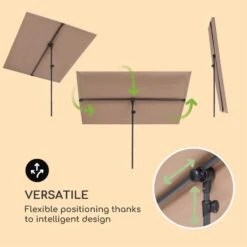 Flex-Shade XL Sonnenschirm 150 X 210 Cm Polyester UV 50 Taupe -Gartendekorations Geschäft 10034729 yy 0003 logo Blumfeldt Flex Shade XL Sonnenschirm 150x210 taupe