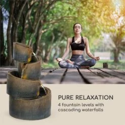 Mantua Kaskadenbrunnen Gartenbrunnen 4 Stufen Akku 2,8W Solar LED -Gartendekorations Geschäft 10034730 yy 0004 logo Blumfeldt Mantua Kaskadenbrunnen