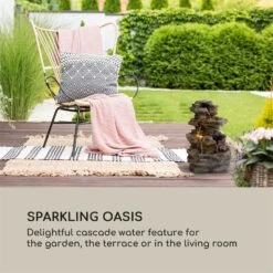 Messina Kaskadenbrunnen Solarbrunnen Gartenbrunnen Akku Solarpanel LED -Gartendekorations Geschäft 10034734 yy 0003 logo Blumfeldt Messina Kaskadenbrunnen