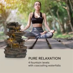 Messina Kaskadenbrunnen Solarbrunnen Gartenbrunnen Akku Solarpanel LED -Gartendekorations Geschäft 10034734 yy 0004 logo Blumfeldt Messina Kaskadenbrunnen